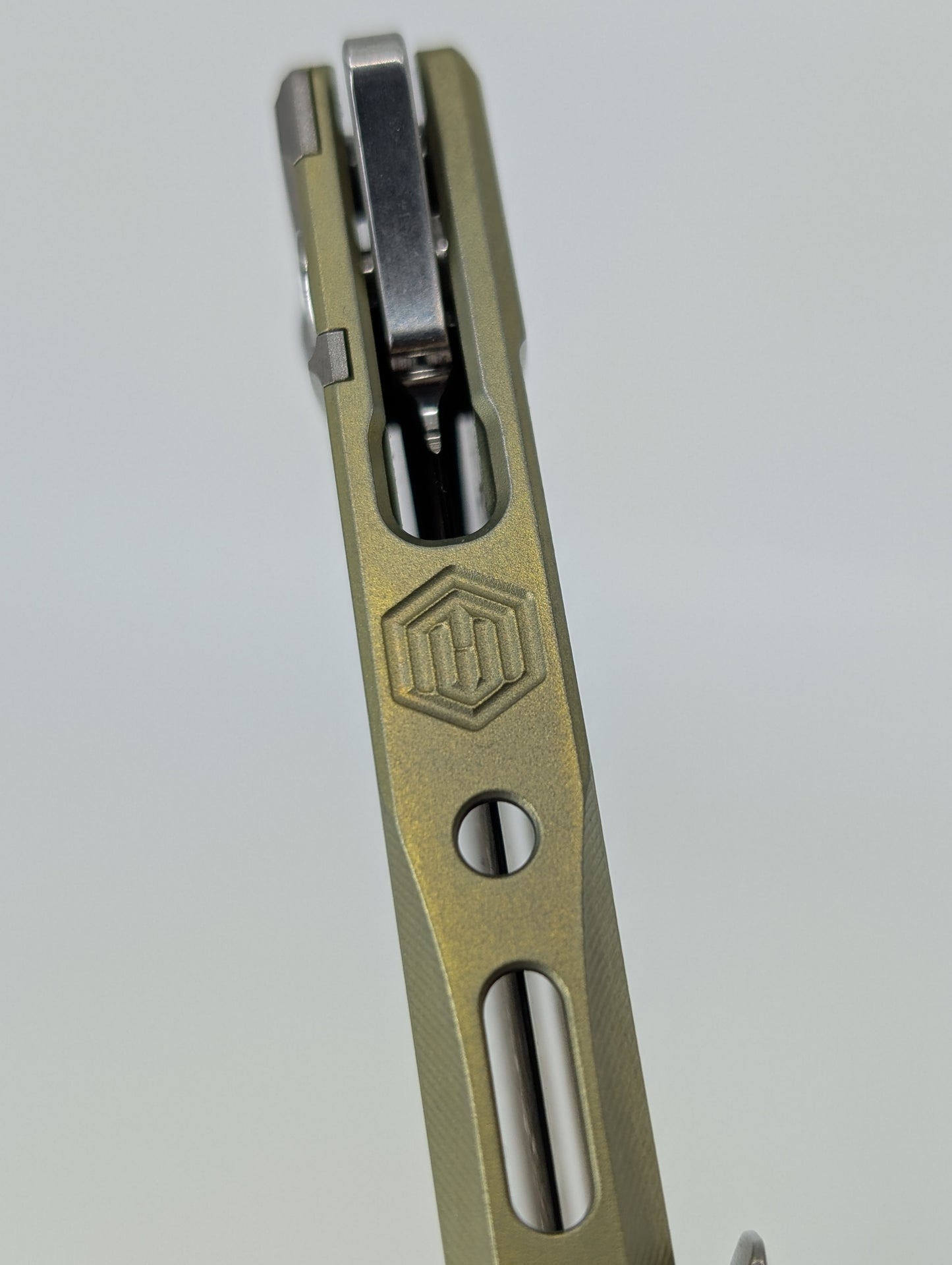 MachineWise Sonora Gold Ti (CPM 20CV | Ti Bolster | Finestep Handle) Buttonlock Folding Knife 986 *BLEM*