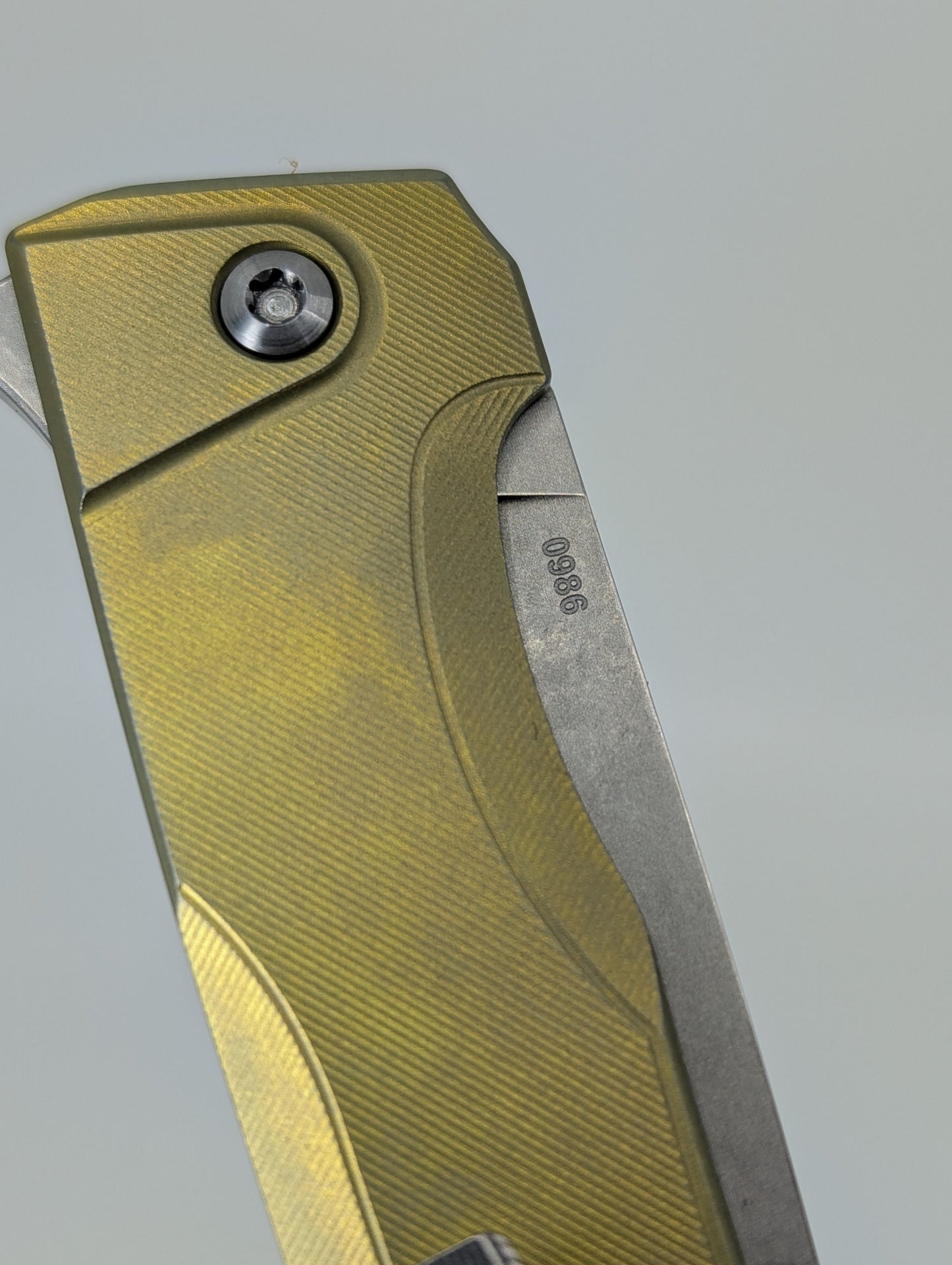 MachineWise Sonora Gold Ti (CPM 20CV | Ti Bolster | Finestep Handle) Buttonlock Folding Knife 986 *BLEM*