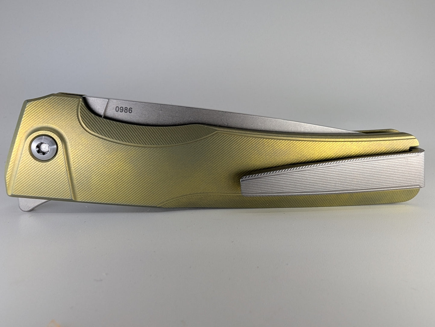 MachineWise Sonora Gold Ti (CPM 20CV | Ti Bolster | Finestep Handle) Buttonlock Folding Knife 986 *BLEM*