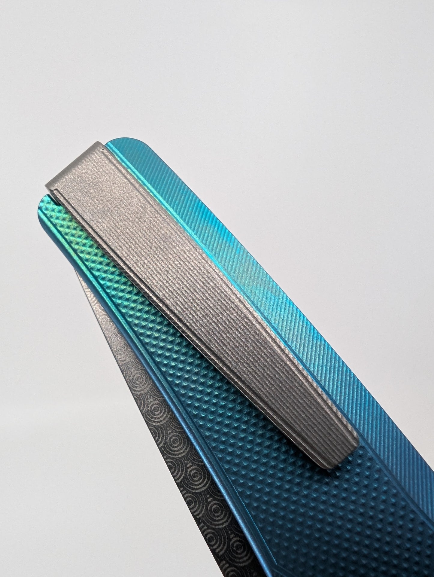 MachineWise Sonora Blue / Green Fade (CPM 20CV | Raw Ti Bolster | Diamonds Handle) Buttonlock Folding Knife 996 *BLEM*