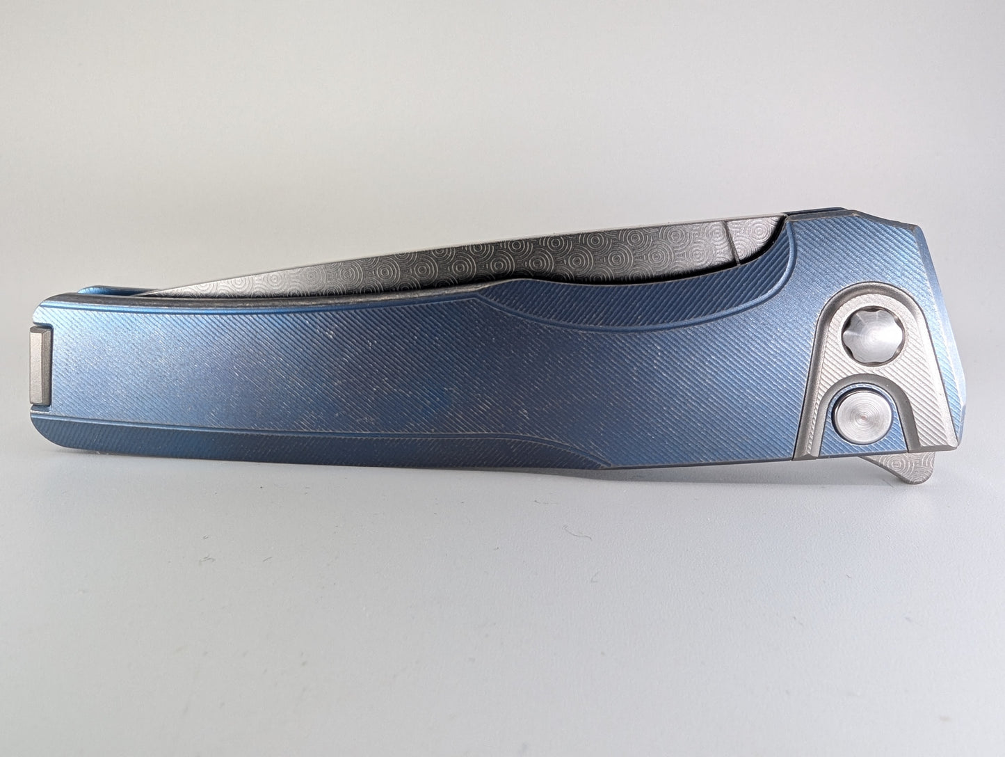 MachineWise Sonora Navy Distressed (CPM 20CV | Raw Ti Bolster | Finestep Handle) Buttonlock Folding Knife 997 *BLEM*