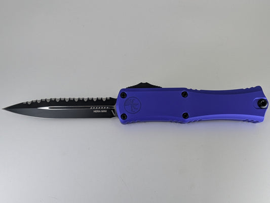 Microtech Hera II Mini D/E Purple Full Serrated Out the Front Knife