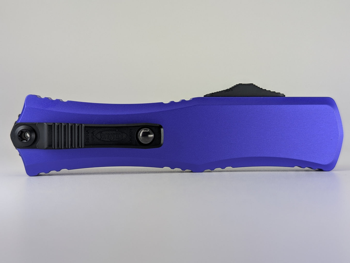 Microtech Hera II Mini D/E Purple Full Serrated Out the Front Knife