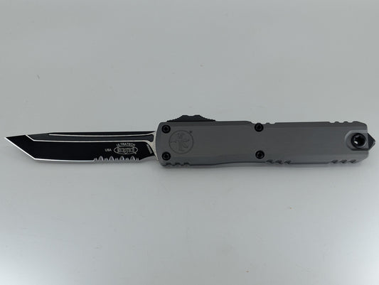 Microtech Ultratech ZBP T/E Natural Clear | Black Partial Serrated Blade Out the Front Knife