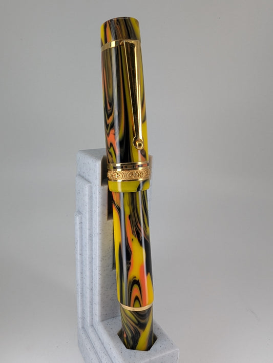 *Consignment* Delta Gallery Mid-Size Yellow Marble Rollerball Liquid Universal Ink Cartridge