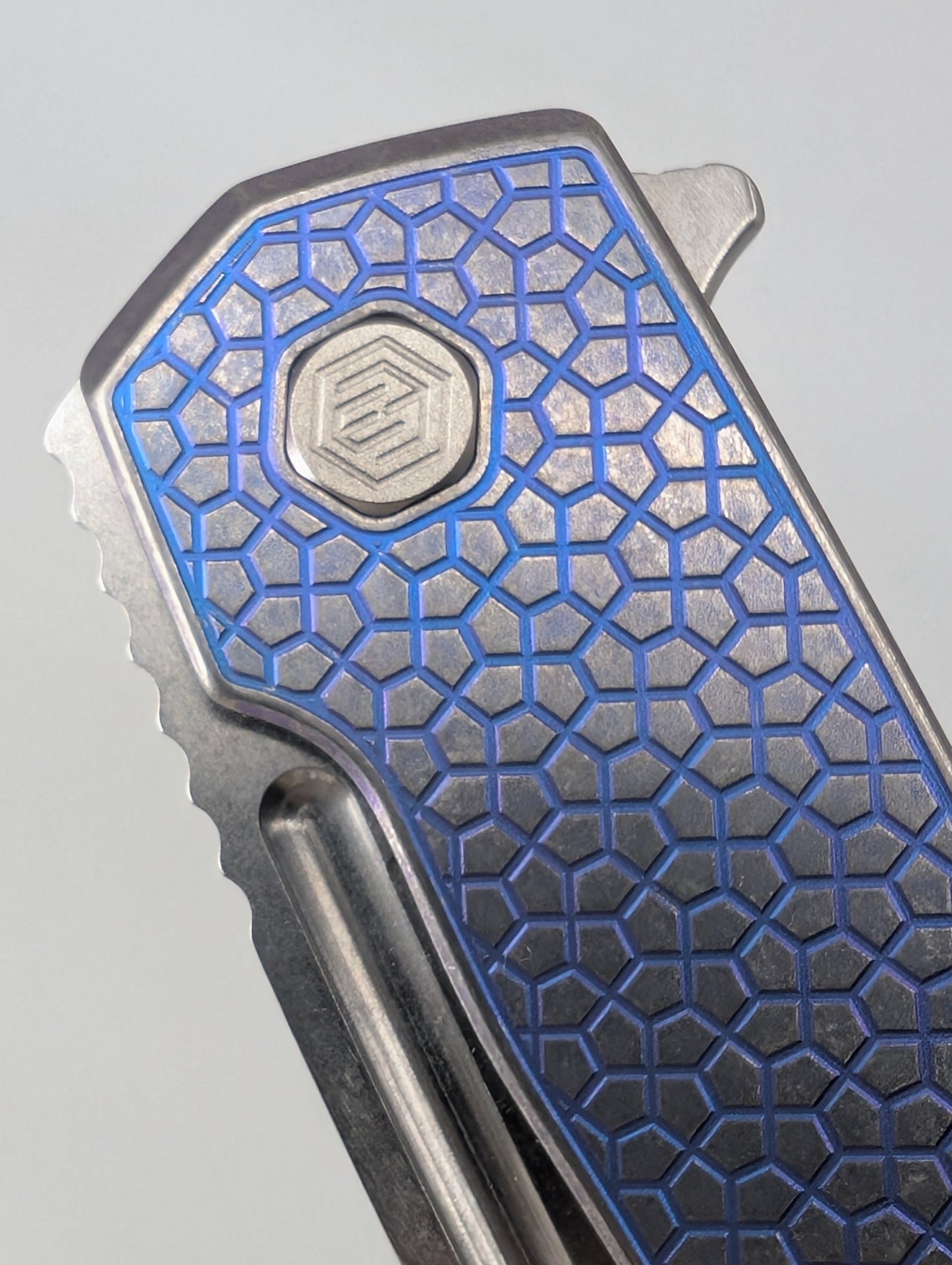 MachineWise Mojave Blurple Ti (CPM 20CV | Stonewash | Turtle Handle) Framelock Folding Knife 150 *BLEM*