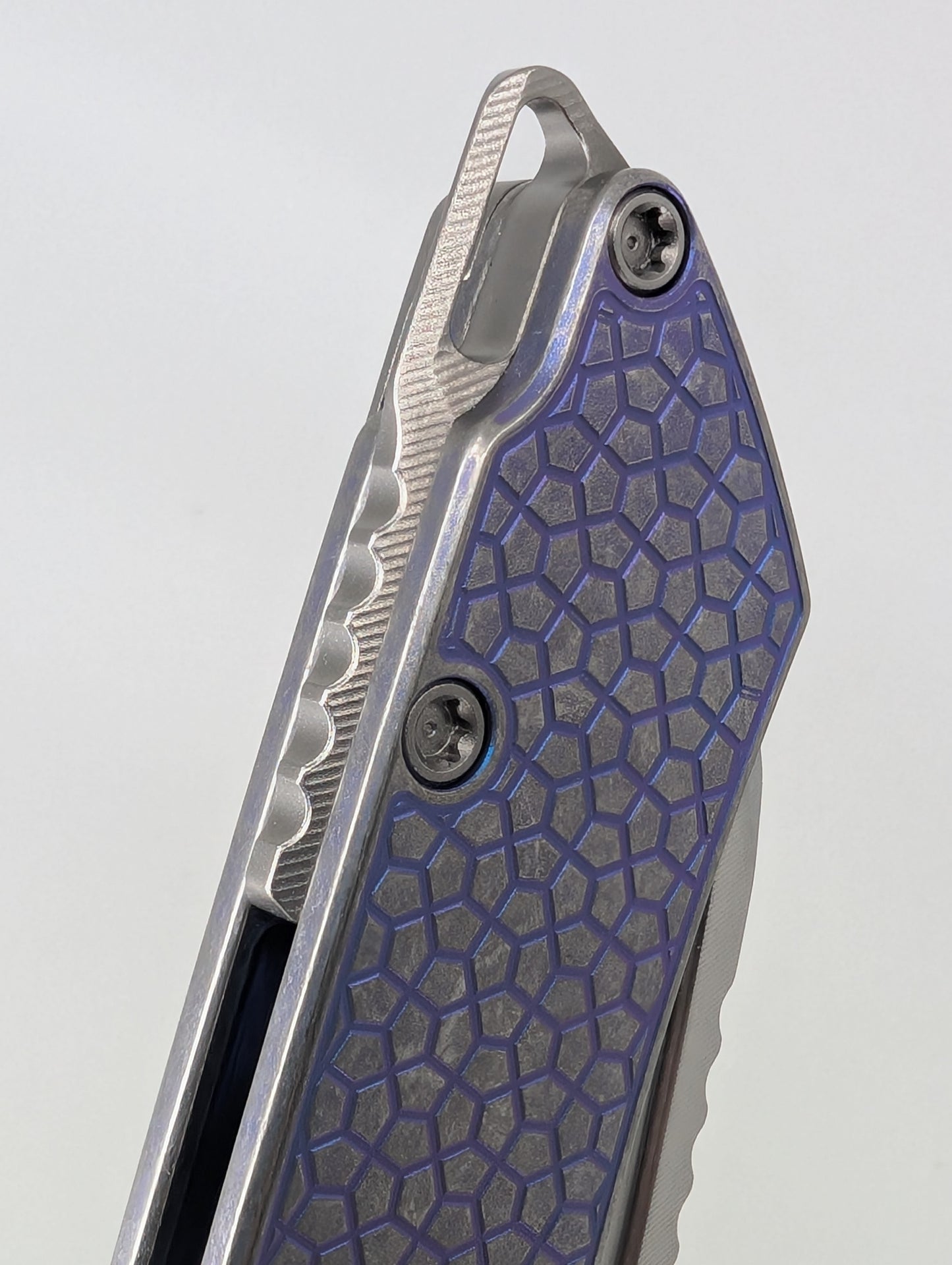 MachineWise Mojave Blurple Ti (CPM 20CV | Stonewash | Turtle Handle) Framelock Folding Knife 150 *BLEM*