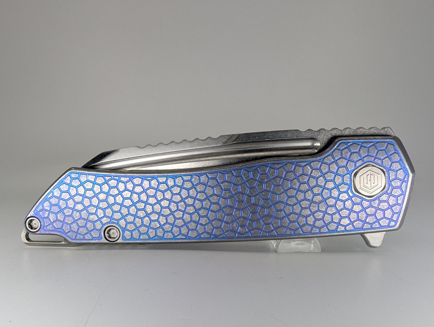 MachineWise Mojave Blurple Ti (CPM 20CV | Stonewash | Turtle Handle) Framelock Folding Knife 150 *BLEM*