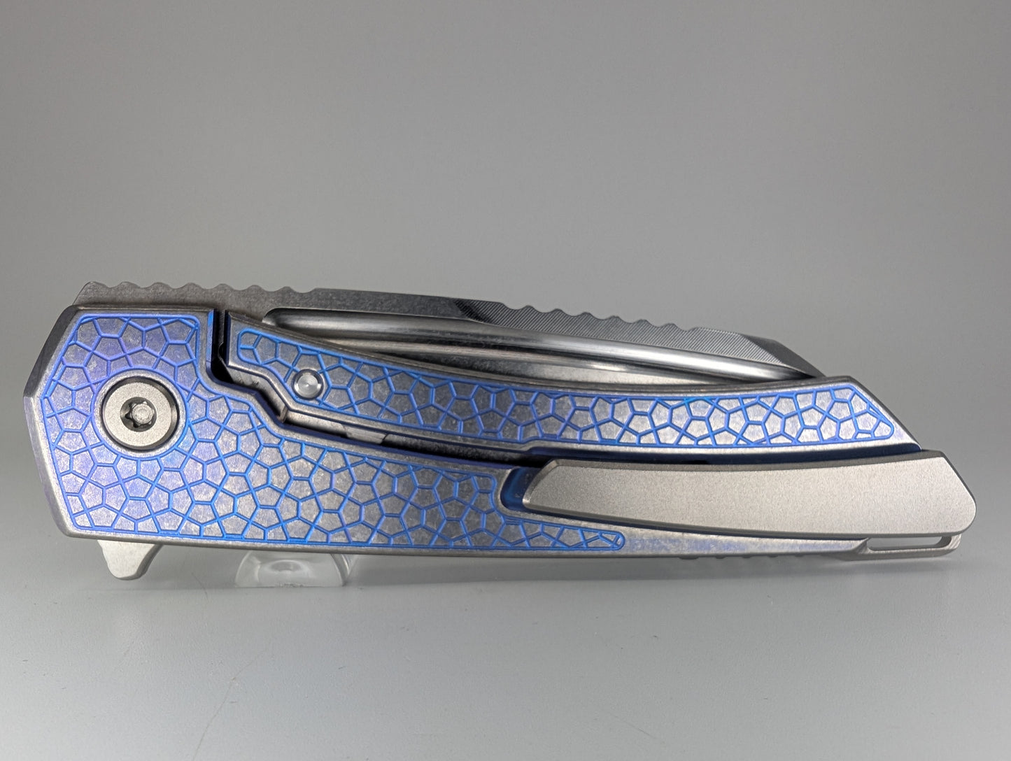 MachineWise Mojave Blurple Ti (CPM 20CV | Stonewash | Turtle Handle) Framelock Folding Knife 150 *BLEM*