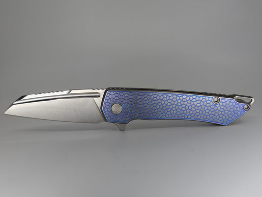 MachineWise Mojave Blurple Ti (CPM 20CV | Stonewash | Turtle Handle) Framelock Folding Knife 150 *BLEM*