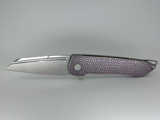 MachineWise Mojave Plum Distressed (CPM 20CV | Stonewash | Turtle Handle) Framelock Folding Knife 137 *BLEM*