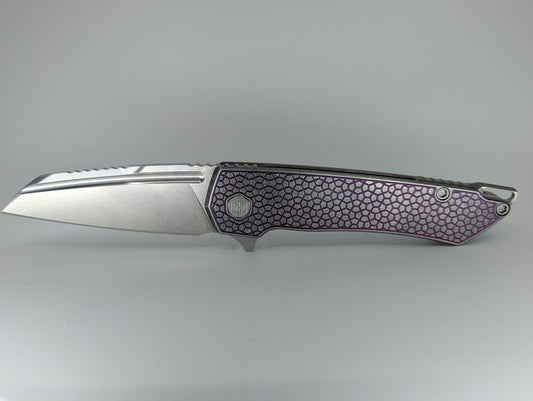 MachineWise Mojave Plum Distressed (CPM 20CV | Stonewash | Turtle Handle) Framelock Folding Knife 139 *BLEM*