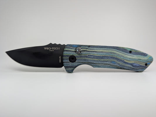 Protech Short Bladed Rockeye Starry Night G-Carta DLC Black Blade Auto Folding Knife