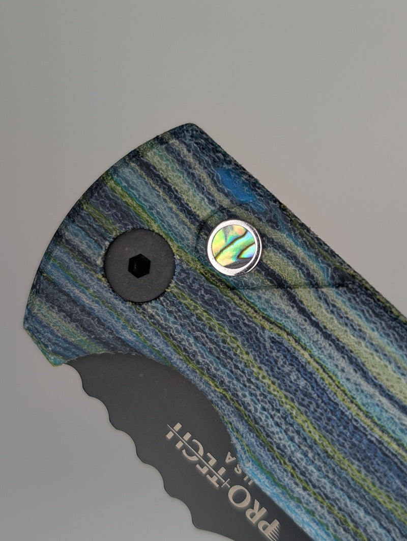 Protech Short Bladed Rockeye Starry Night G-Carta DLC Black Blade Auto Folding Knife