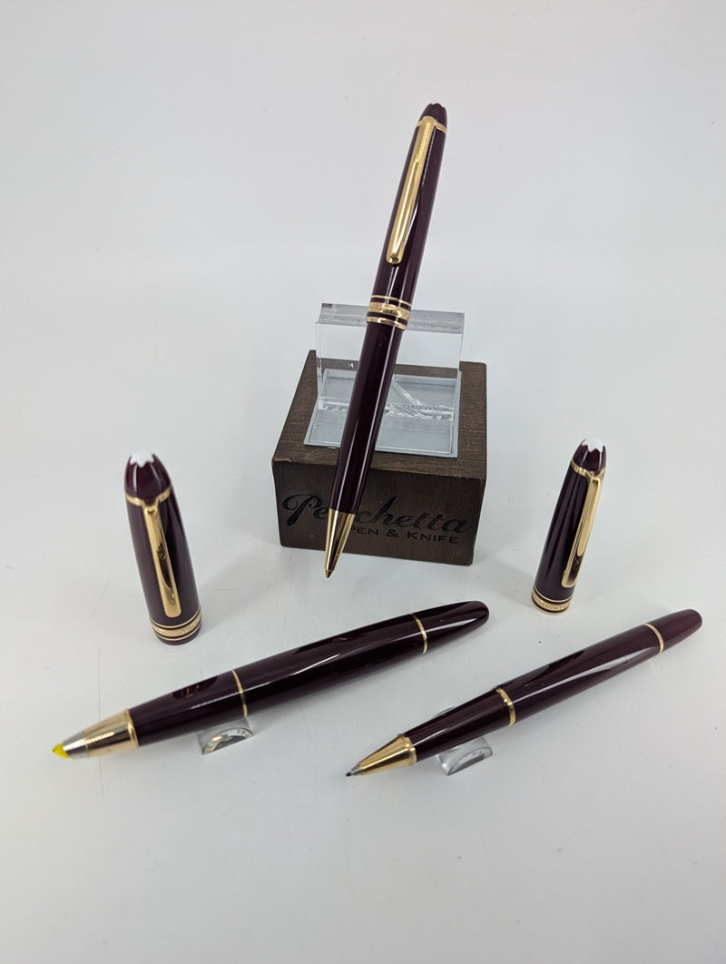 *Consignment* Montblanc Meisterstuck 166 Burgundy Pen Set with Matching Leather Case