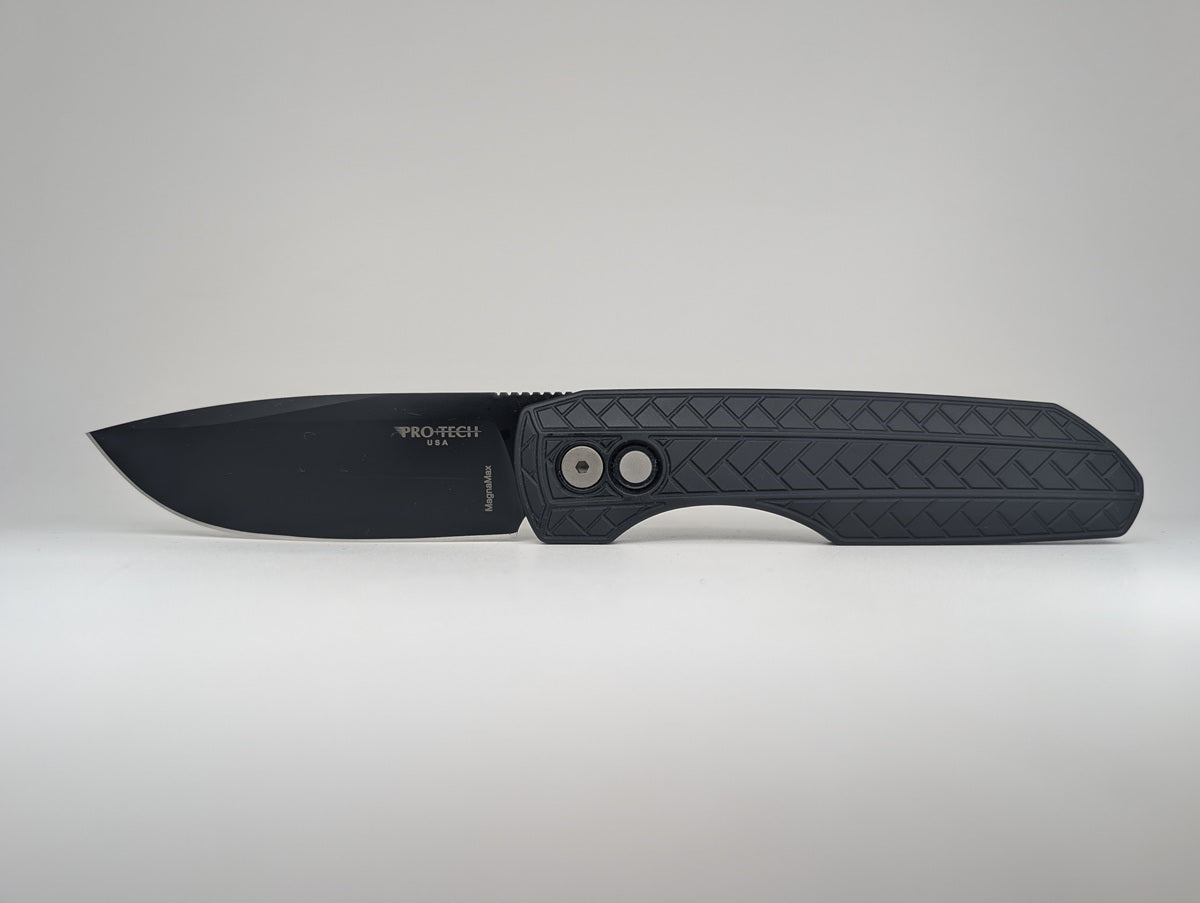 Protech x Vero "Synapse" 2 Black Herringbone Aluminum DLC MagnaMax Auto Folding Knife