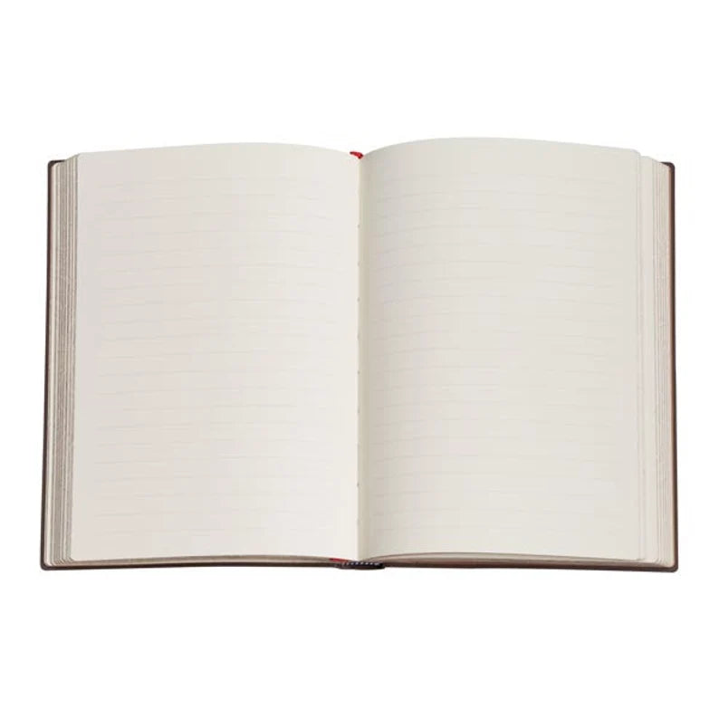 Open notebook with blank pages on a white background