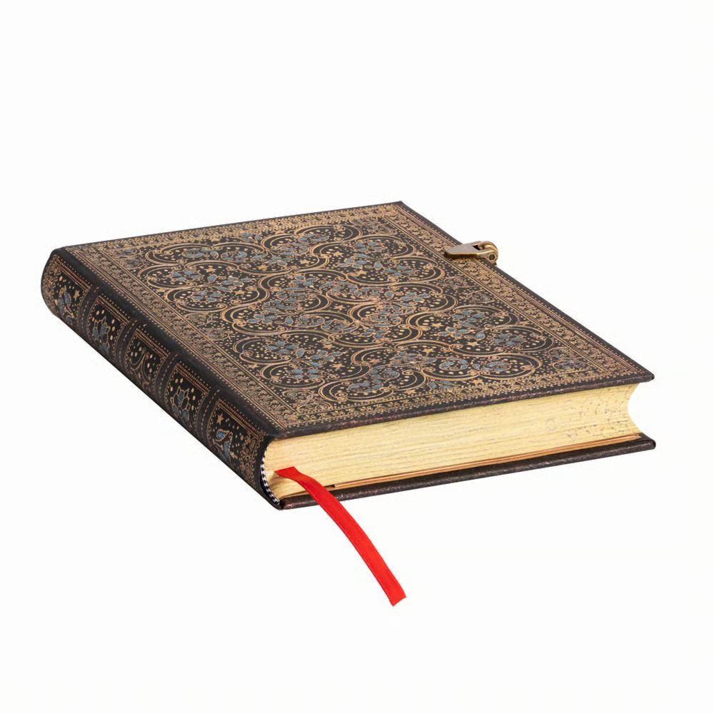 Paperblanks Restoration hardcover Decorative book with intricate patterns and a red ribbon on a white background