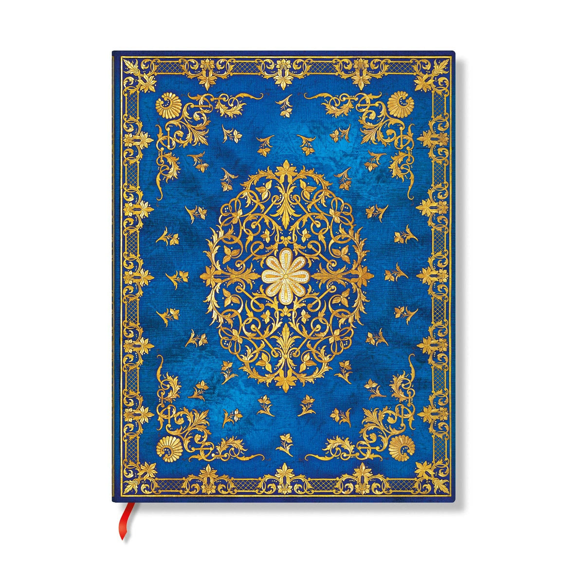 Paperblanks Silk Sky Hardcover Journal with gold floral design on a blue background