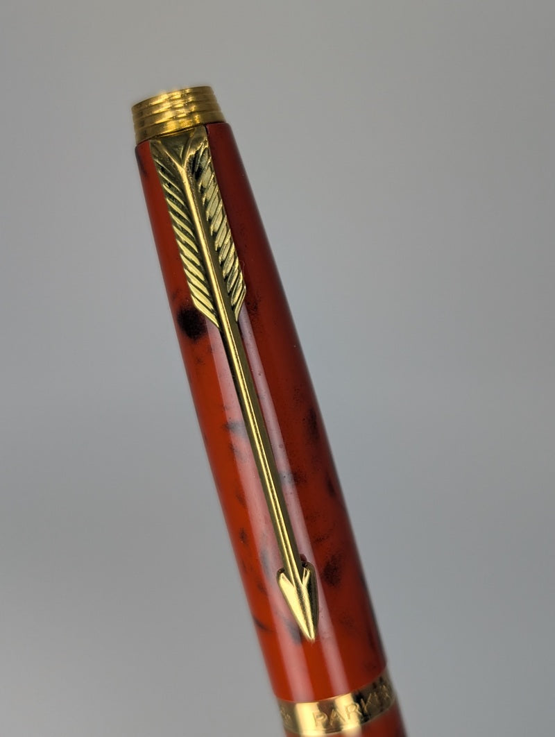 *Consignment* Parker 75 Coral Chinese Lacquer Fountain Pen 18k Gold Medium Nib