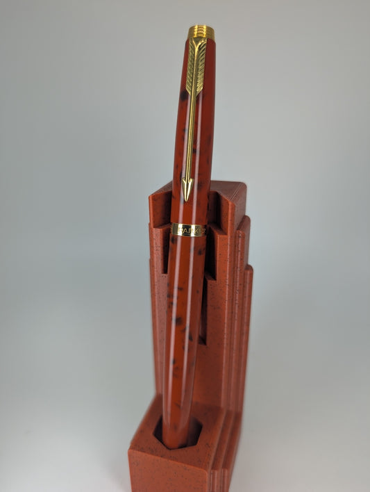 *Consignment* Parker 75 Coral Chinese Lacquer Fountain Pen 18k Gold Medium Nib