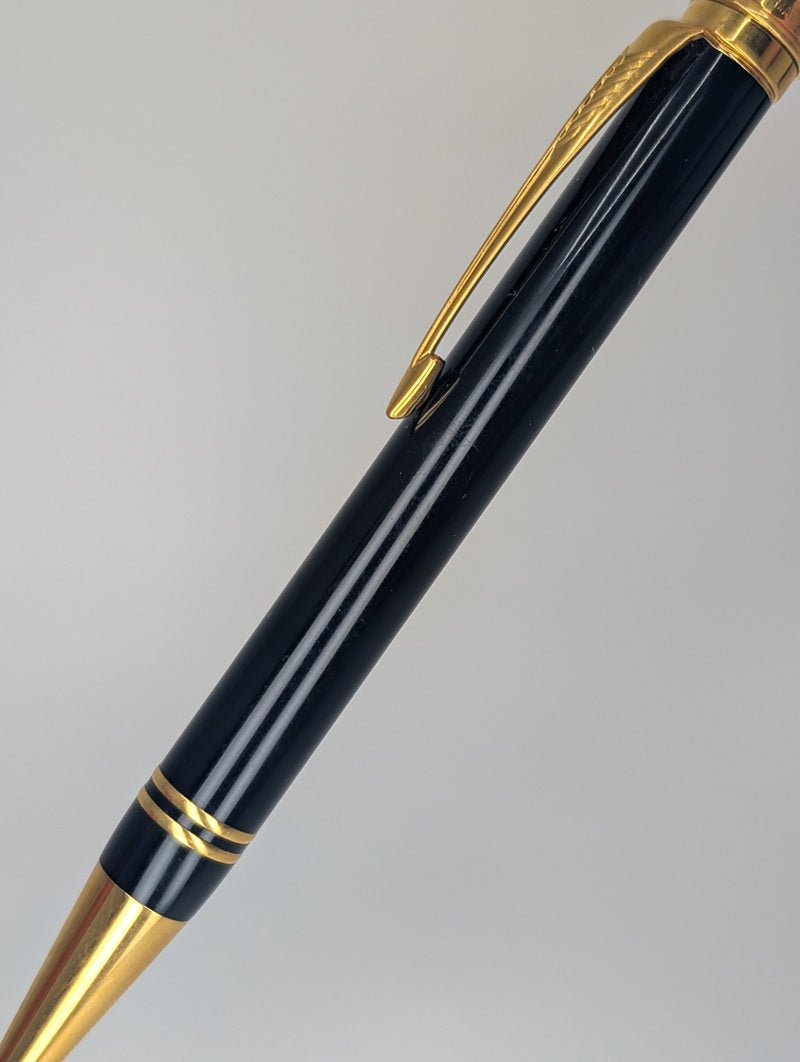 *Consignment* Parker Duofold Black Lacquer w/ Gold Trim Ballpoint Pen