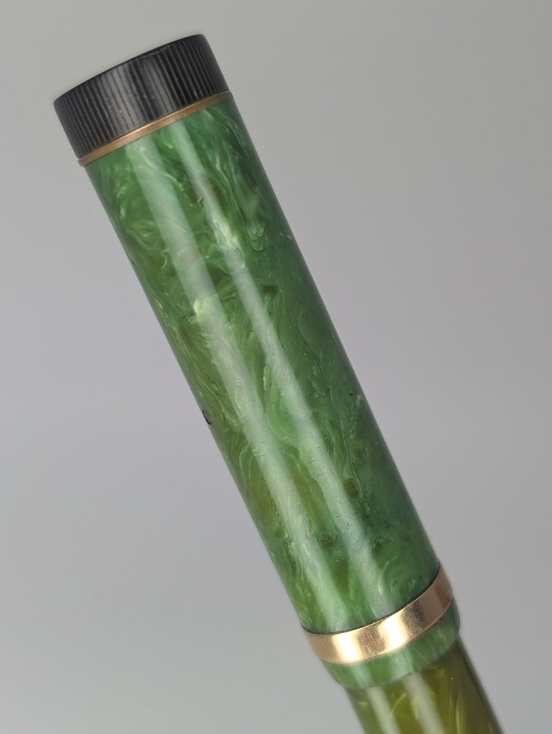*Consignment* Parker Duofold Jr. Flat Top Green Fountain Pen Stub Nib