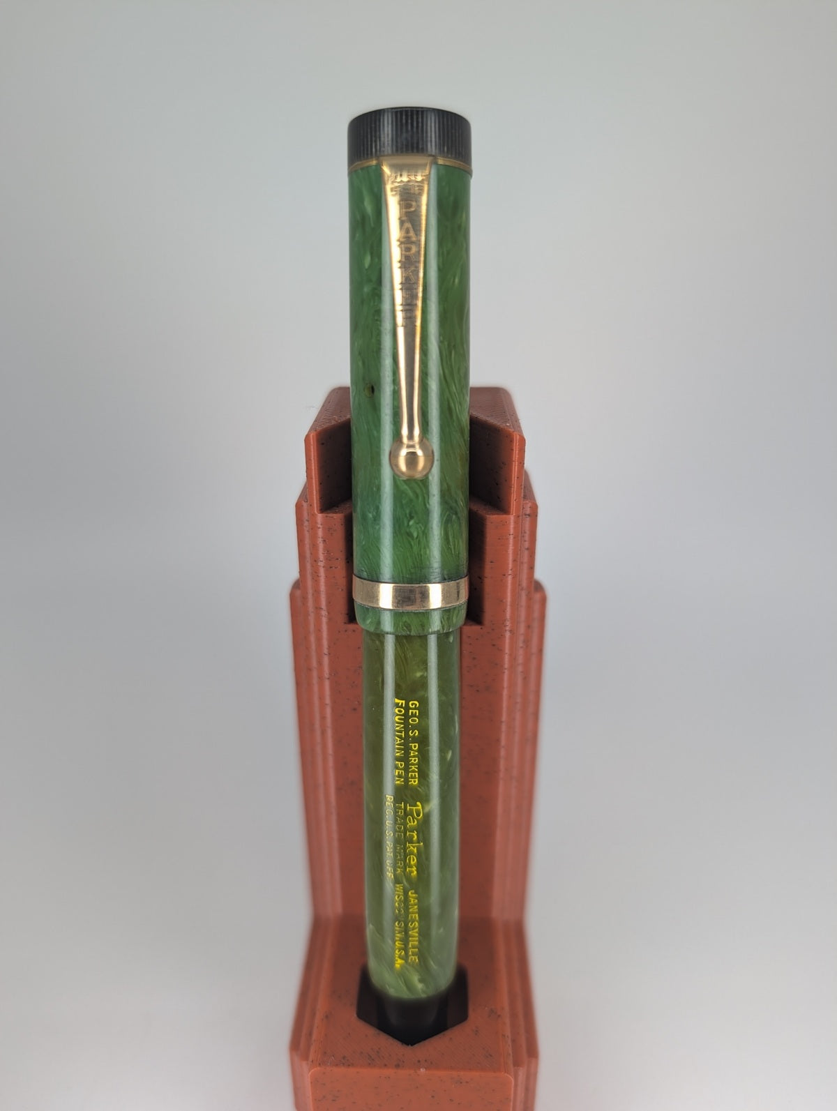 *Consignment* Parker Duofold Jr. Flat Top Green Fountain Pen Stub Nib