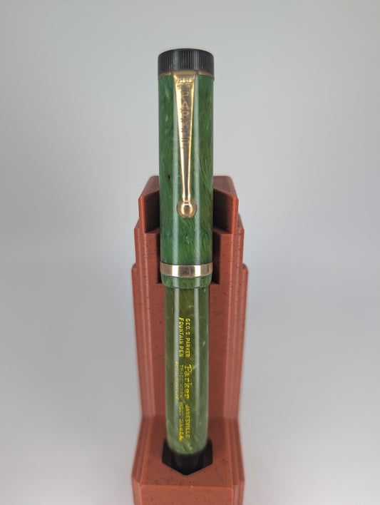 *Consignment* Parker Duofold Jr. Flat Top Green Fountain Pen Stub Nib