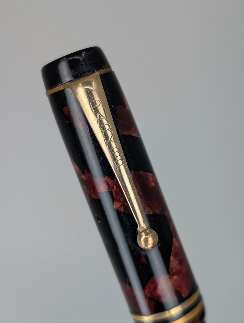 *Consignment* Parker Senior Duofold 1930's Streamline Black / Burgundy Fountain Pen