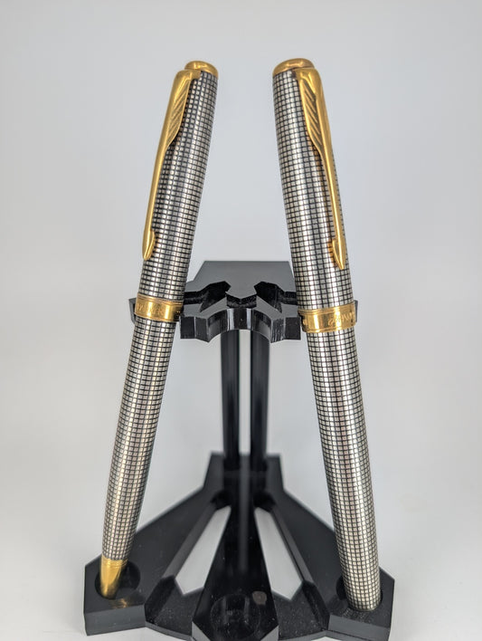 *Consignment* Parker Sonnet Cisele Fountain Pen 18k (F) / Ballpoint Pen Set