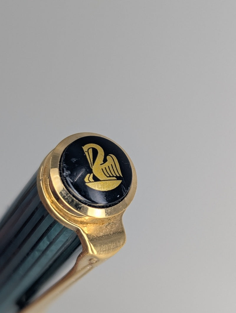 *Consignment* Pelikan K600 Striped Green Ballpoint Pen