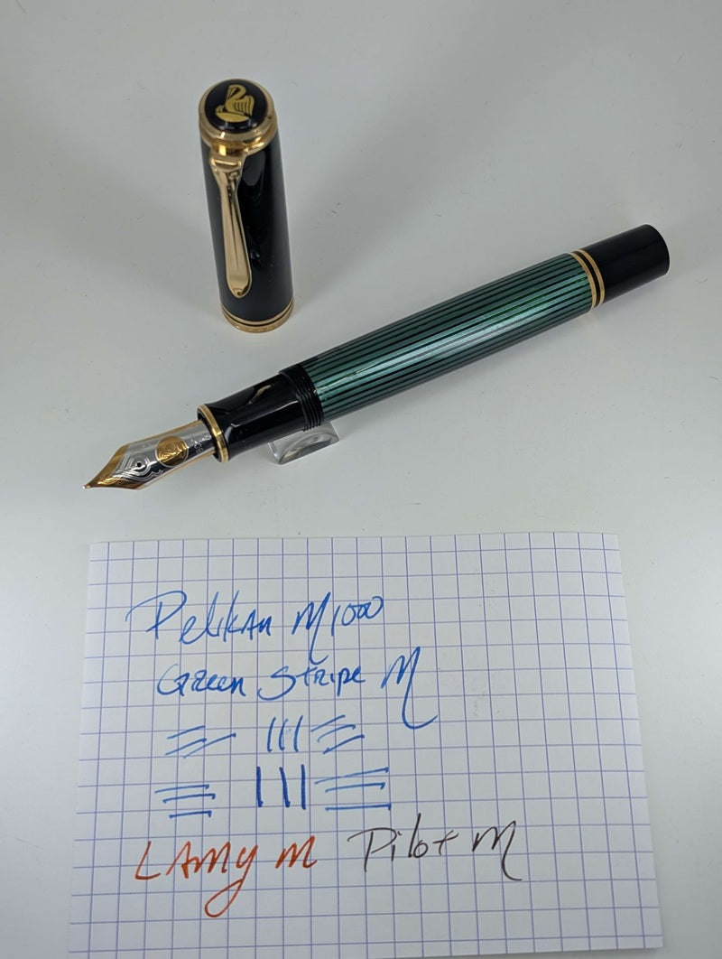 *Consignment* Pelikan M1000 Green / Black Fountain Pen 18c Gold Medium Nib