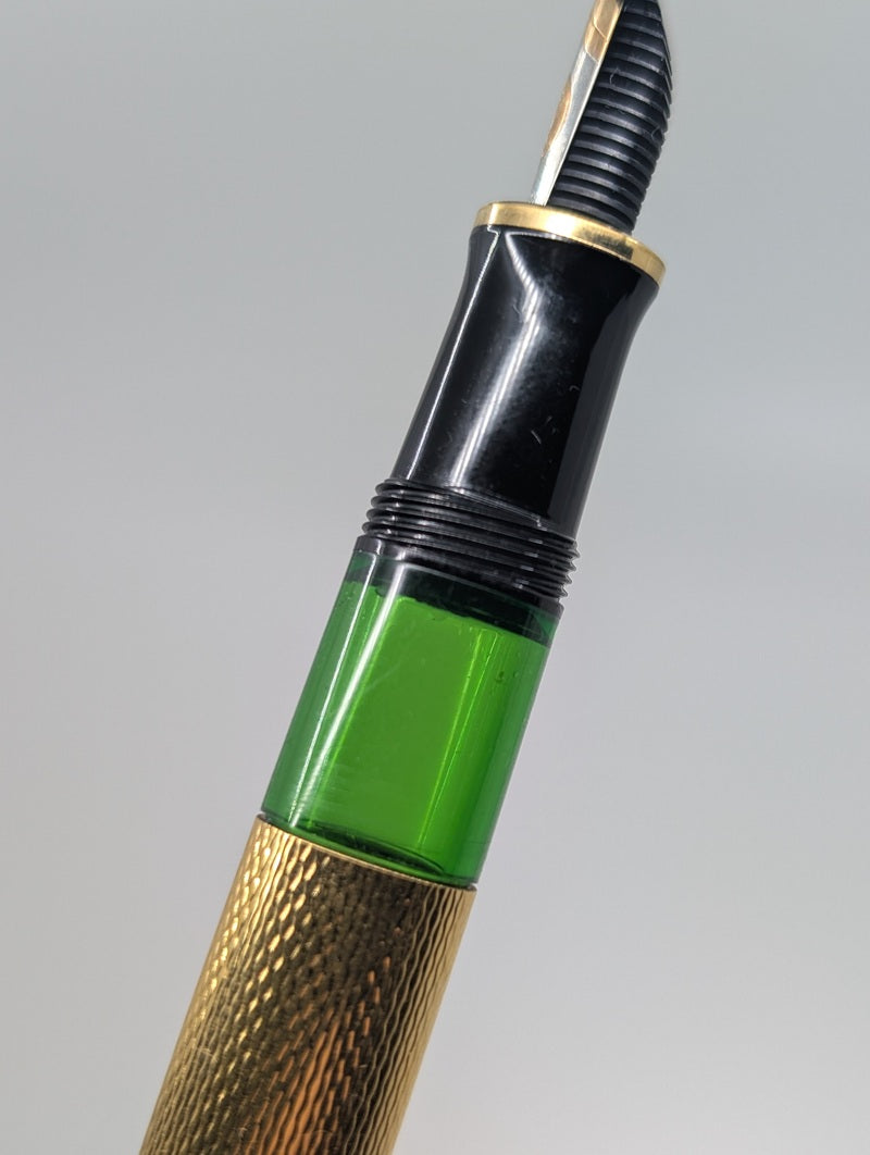 *Consignment* Pelikan M760 Jubilee 150th Anniversary Electroplated Barley Corn 24c Gold Accents Fountain Pen 18c Broad Nib