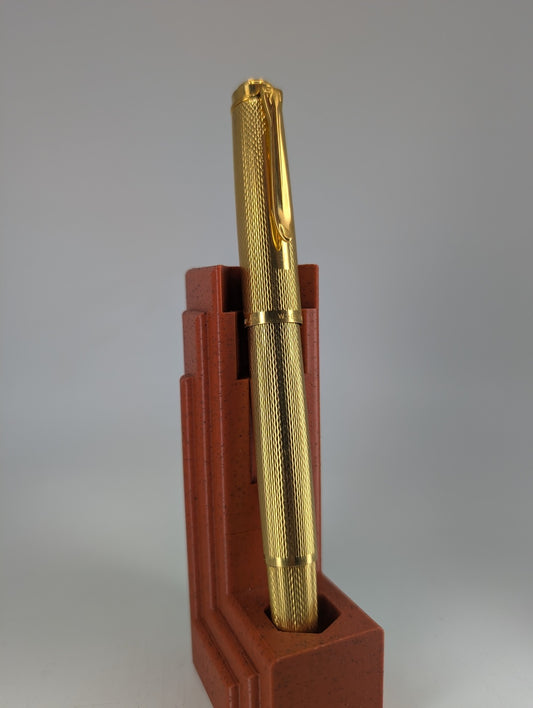 *Consignment* Pelikan M760 Jubilee 150th Anniversary Electroplated Barley Corn 24c Gold Accents Fountain Pen 18c Broad Nib