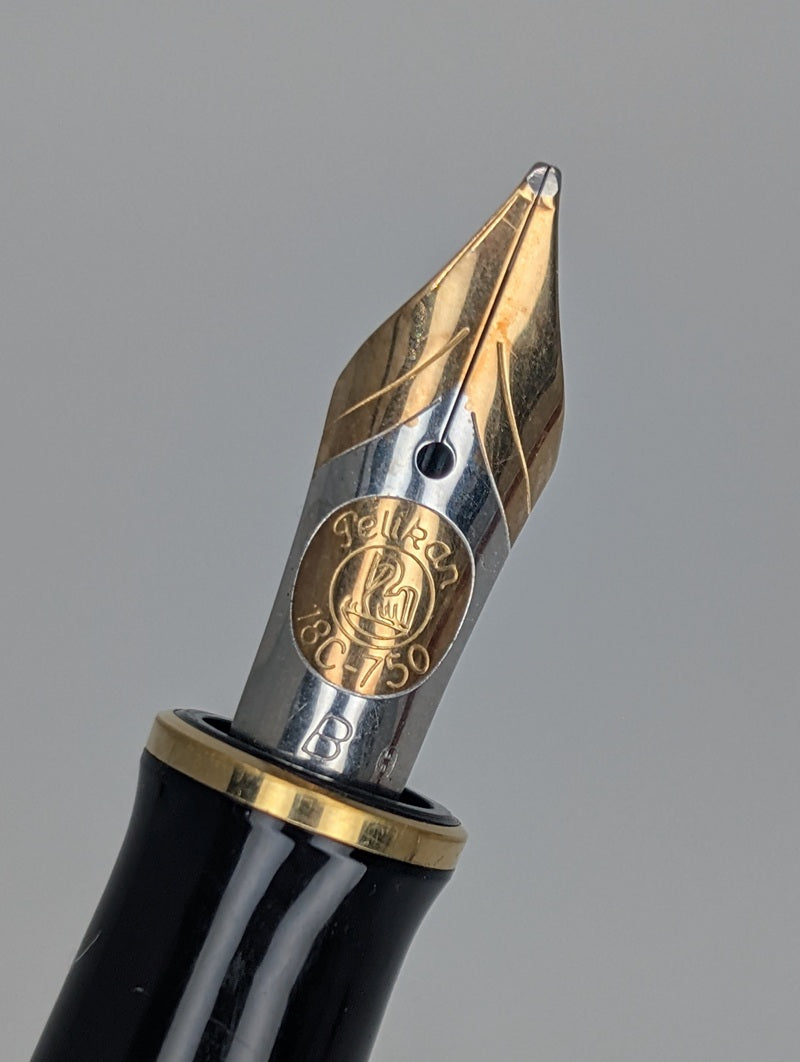 *Consignment* Pelikan M760 Jubilee 150th Anniversary Electroplated Barley Corn 24c Gold Accents Fountain Pen 18c Broad Nib