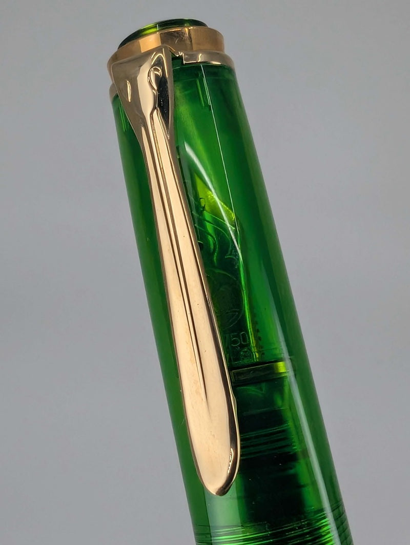 *Consignment* Pelikan M800 Transparent Green Fountain Pen 18k Gold Medium Nib