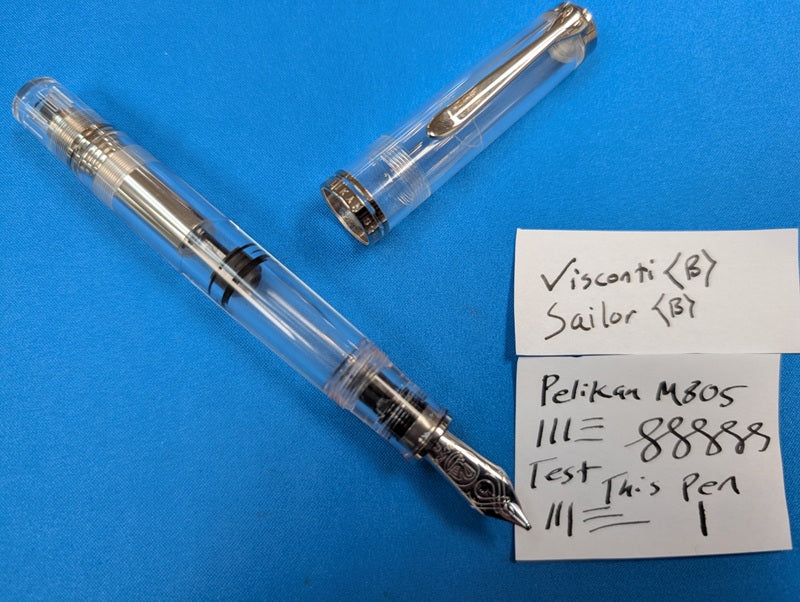 *Consignment* Pelikan M805 Demonstrator Fountain Pen 18k Gold Broad Italic Nib