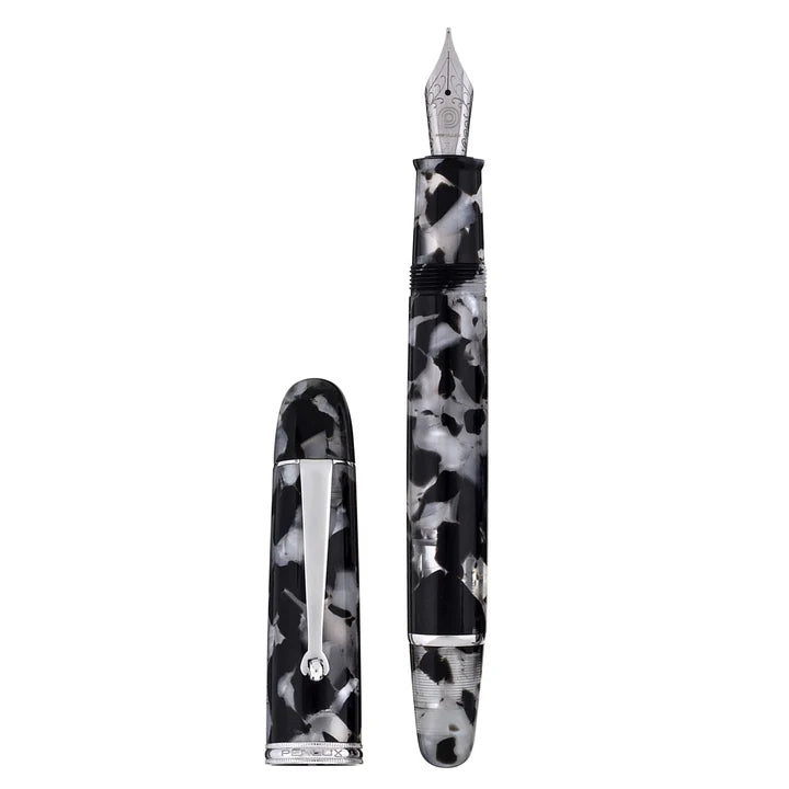 Penlux Masterpiece Grande Koi Black & White Fountain Pen Stub 1.1 Nib