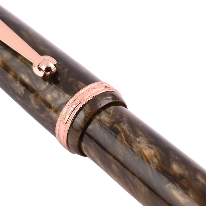 Penlux Masterpiece Grande "Brown Wave" Fountain Pen Medium Nib