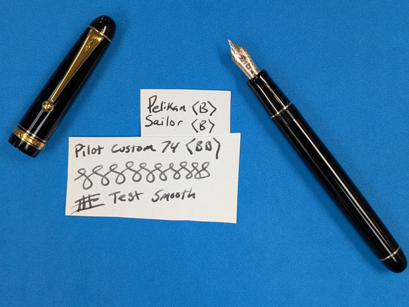 *Consignment* Pilot Custom 74 Black Fountain Pen 14k Gold Double Broad Nib