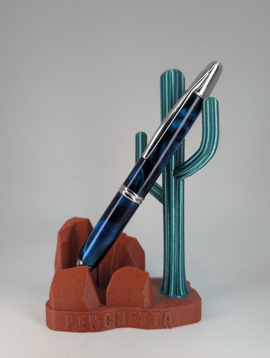 *Consignment* Pilot Vanishing Point Limited Edition Blue Marble Fountain Pen 18k Gold Fine Nib