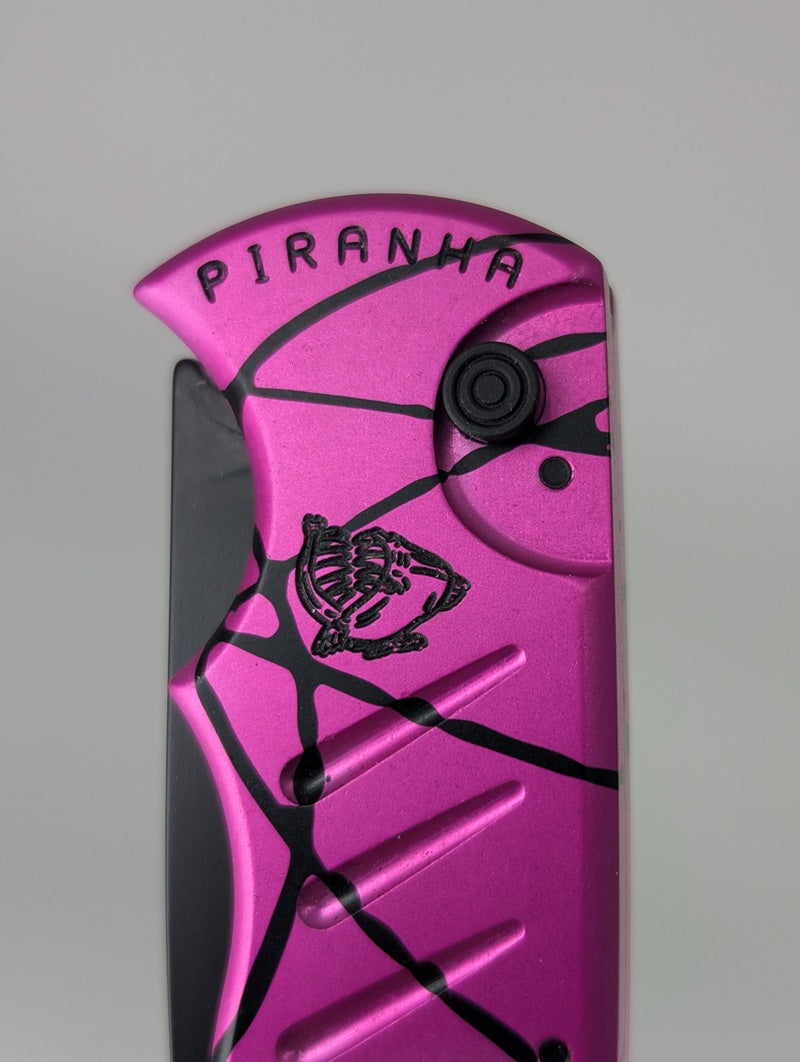 Piranha-Pink-Auto-Folding-Knife-Button