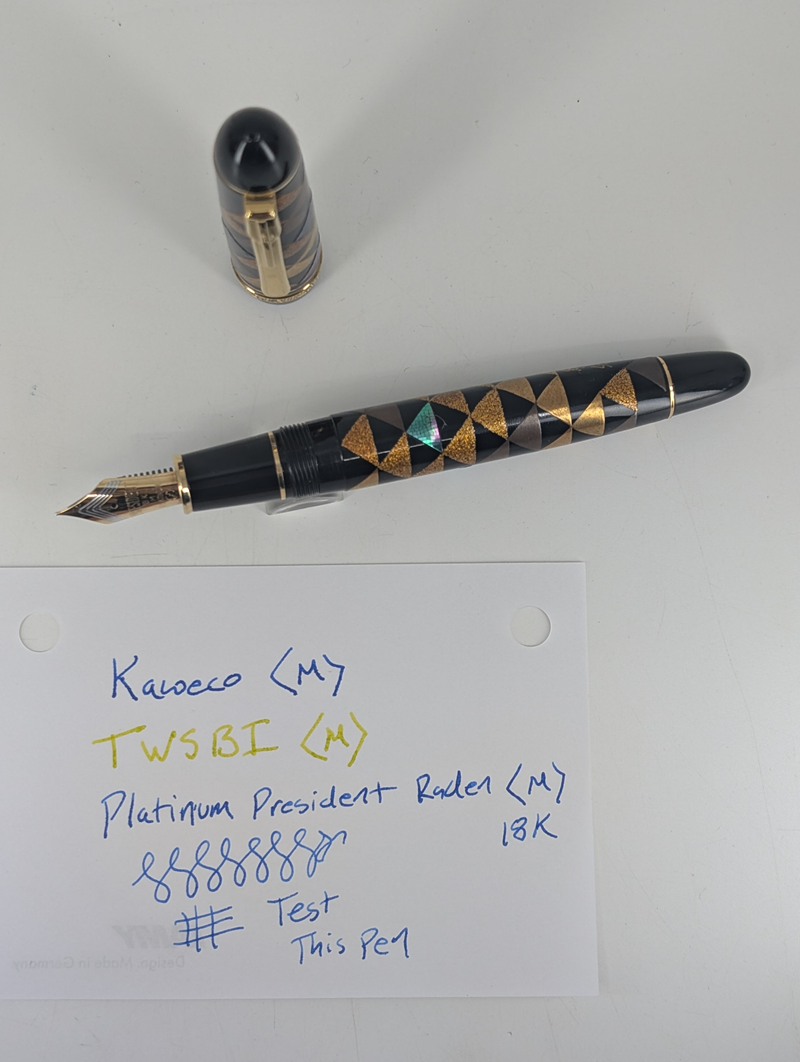 *Consignment* Platinum President Raden Urushi "Urokomo" Fountain Pen 18k Gold Medium Nib