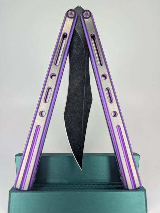 Poikilo PM3 S3 2-Tone Purple Titanium Live Blade Balisong