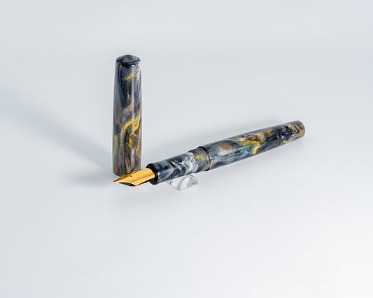 Rhys' Pieces Portly Piece Custom Fountain Pen - "Nib Wolf's Ether Ore"