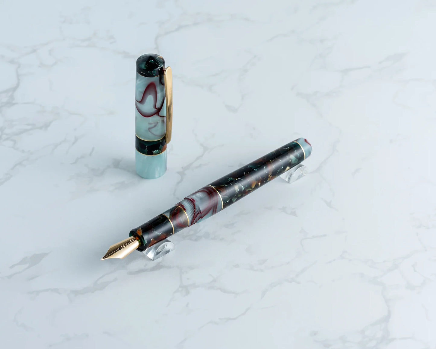 Rhys' Pieces Custom Fountain Pen - "Mint Pistachio Crunch" | Handmade Acrylic Fountain Pen