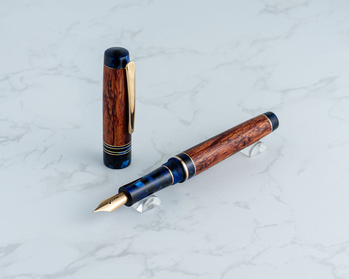 Rhys' Pieces Custom Fountain Pen - "Cerulean Rose" | Handmade Fountain Pen