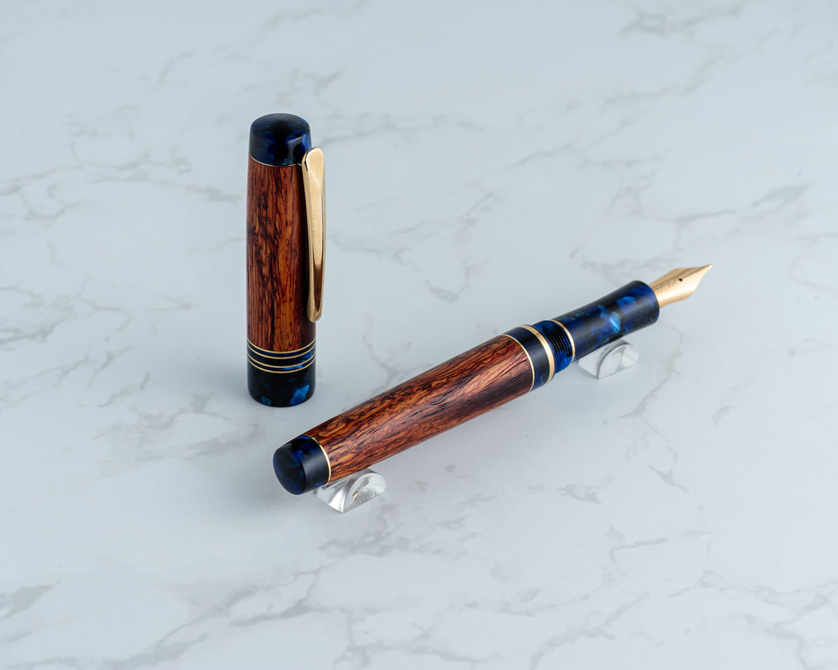 Rhys' Pieces Custom Fountain Pen - "Cerulean Rose" | Handmade Fountain Pen