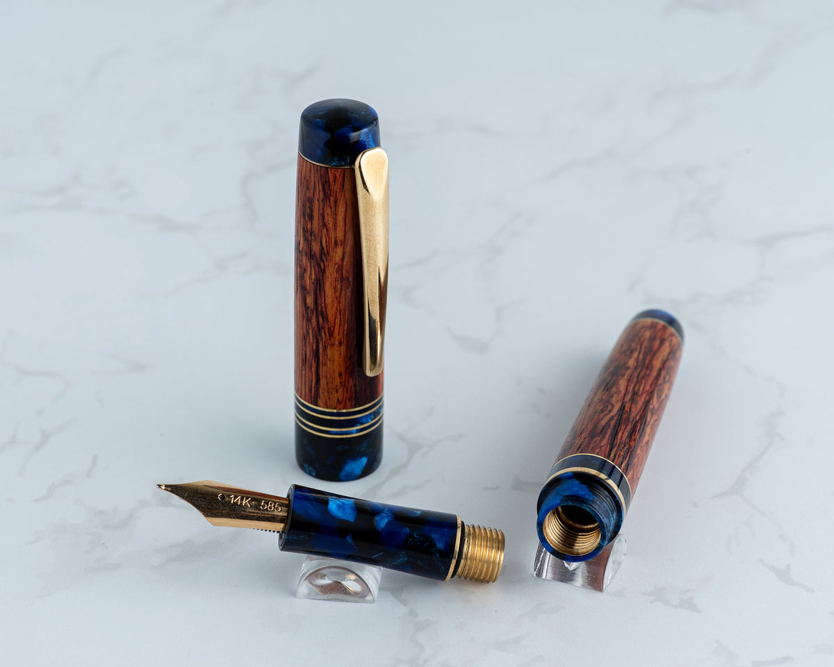 Rhys' Pieces Custom Fountain Pen - "Cerulean Rose" | Handmade Fountain Pen
